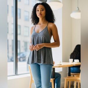 Free People Gray Sleeveless Blouse